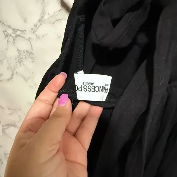 Princess Polly Black Puff Sleeve Mini Sundress Size 2 - Picture 6 of 7